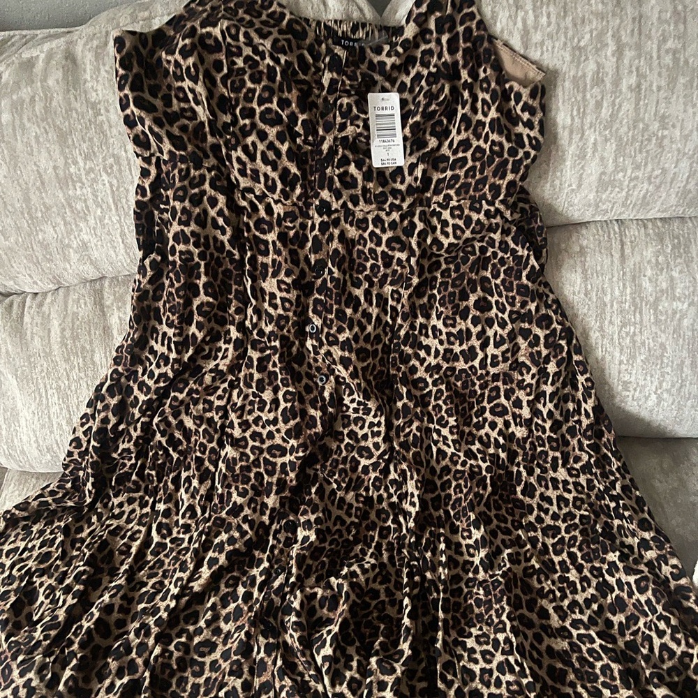 Torrid Brown Black Ruffled Tiered Midi Sundress